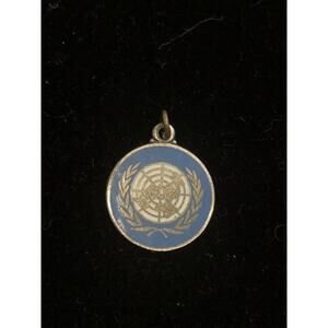 Vintage Sterling Silver United Nations New York Enamel Charm 925